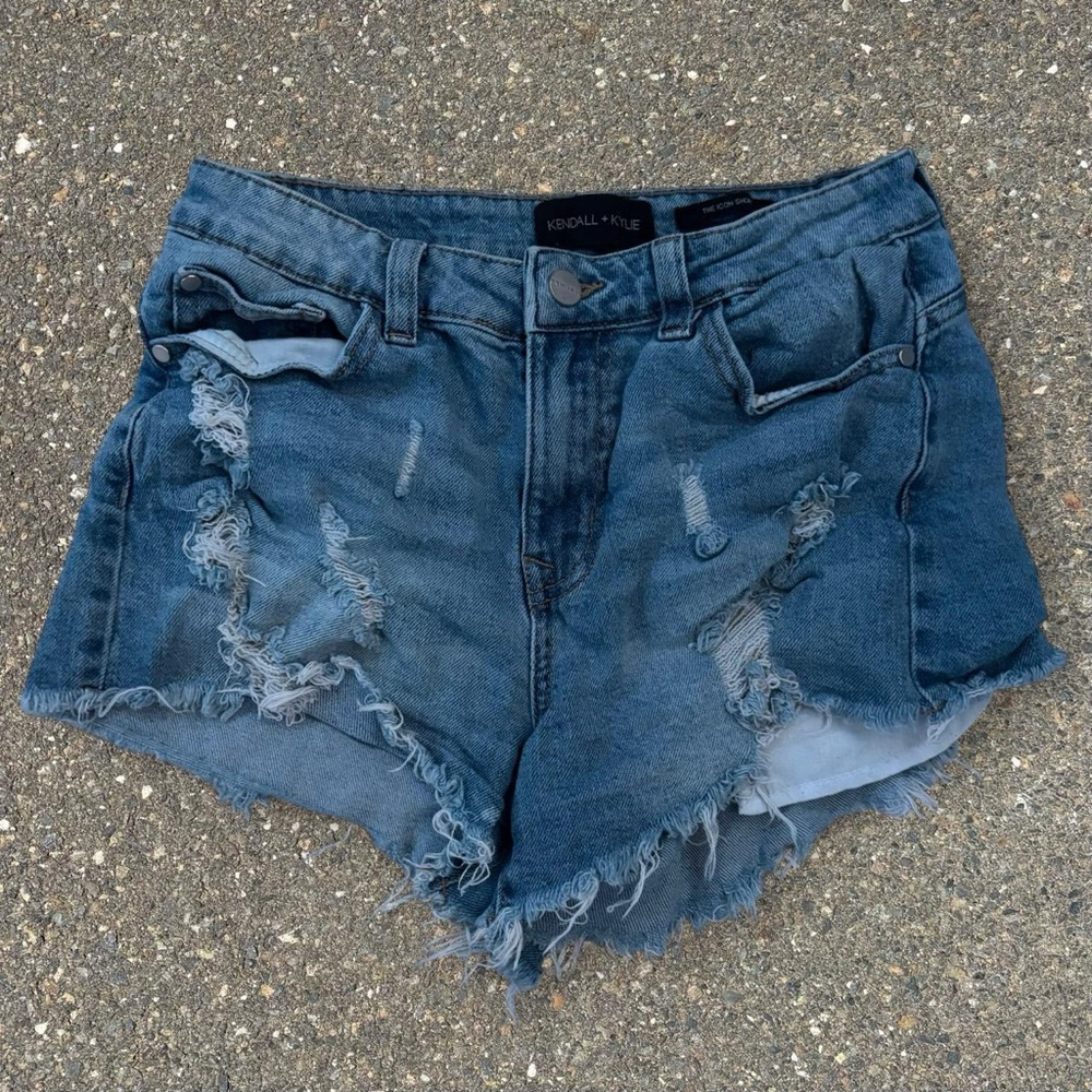 Kendall & Kylie Blue Ripped Jean Shorts